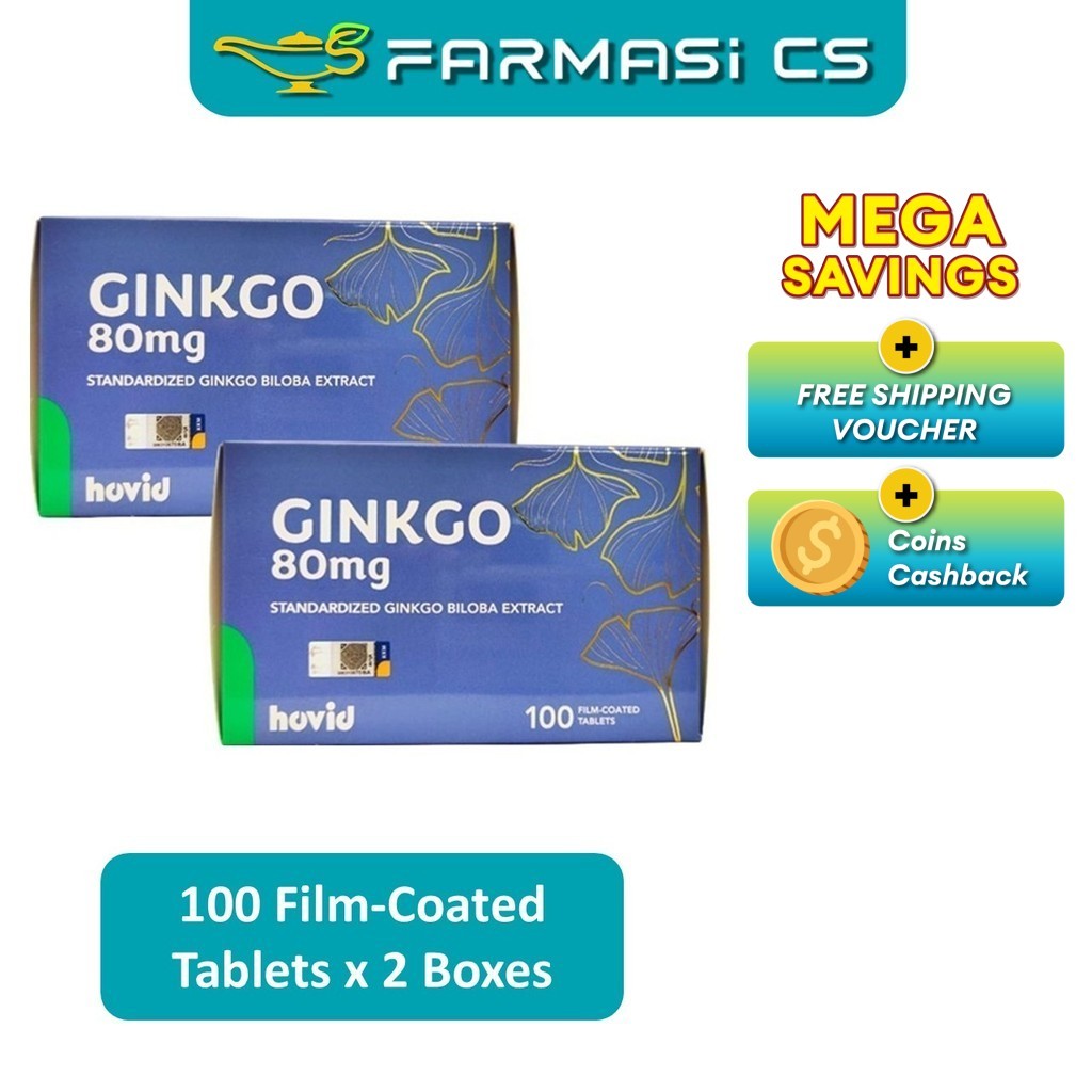 Hovid Ginkgo 80mg 100 Film-Coated Tablets x 2 Boxes (TWIN) EXP:02/2028 ...