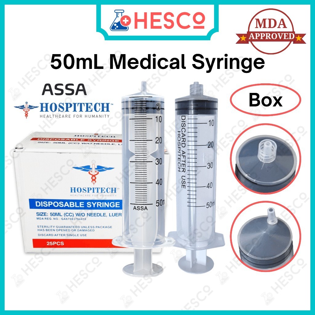 Syringe Picagari Luer Lock Luer Slip 50ml Box 25/50pcs — Sterile ...
