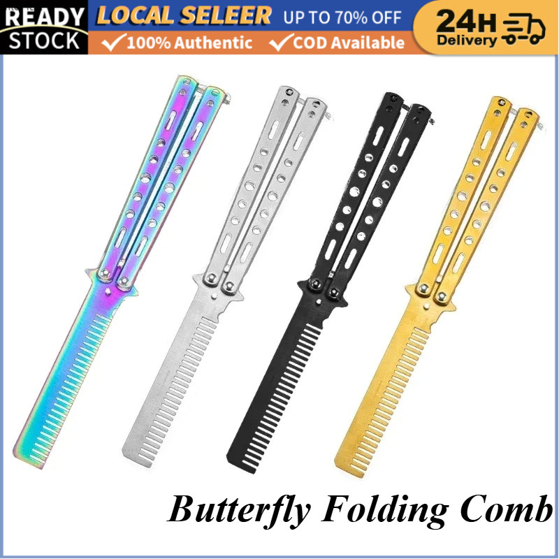 Stainless Steel Butterfly Folding Comb Practice Balisong Knife Comb ...