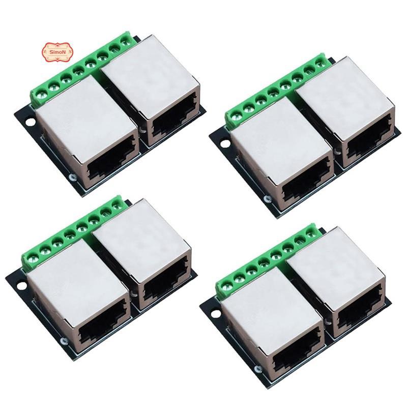 4PCS RJ45 Ethernet Dual Female Terminal Breakout Board,3.5mm Pitch ...