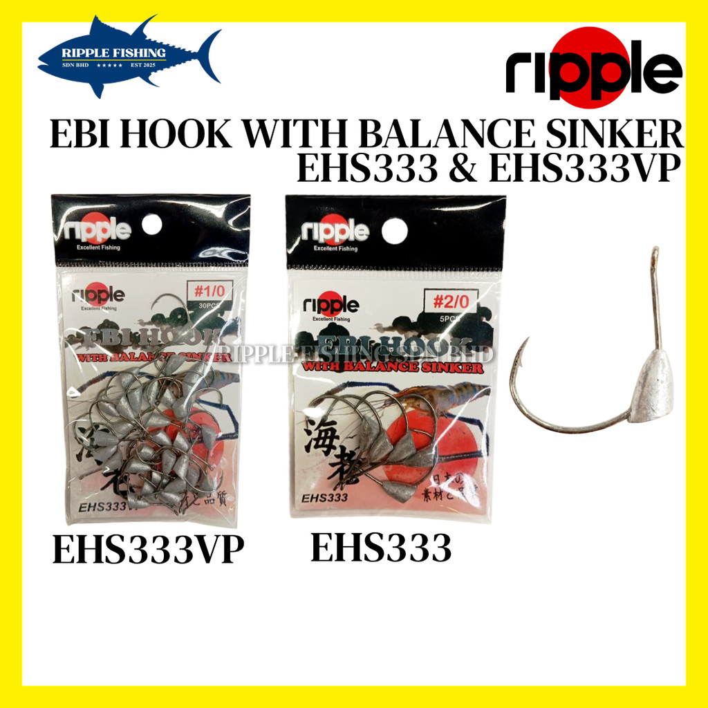 RIPPLE EBI HOOK WITH BALANCE SINKER EHS333 & EHS333VP Mata Maut Prawn ...