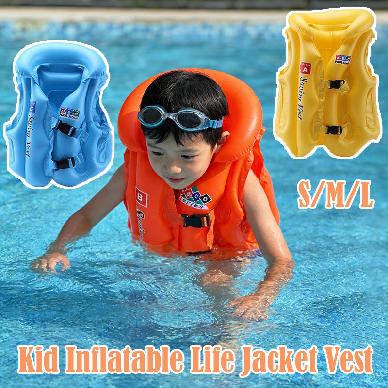 Kid Inflatable Life Jacket Vest Water Swim Vests Inflatable Swim Rings ...
