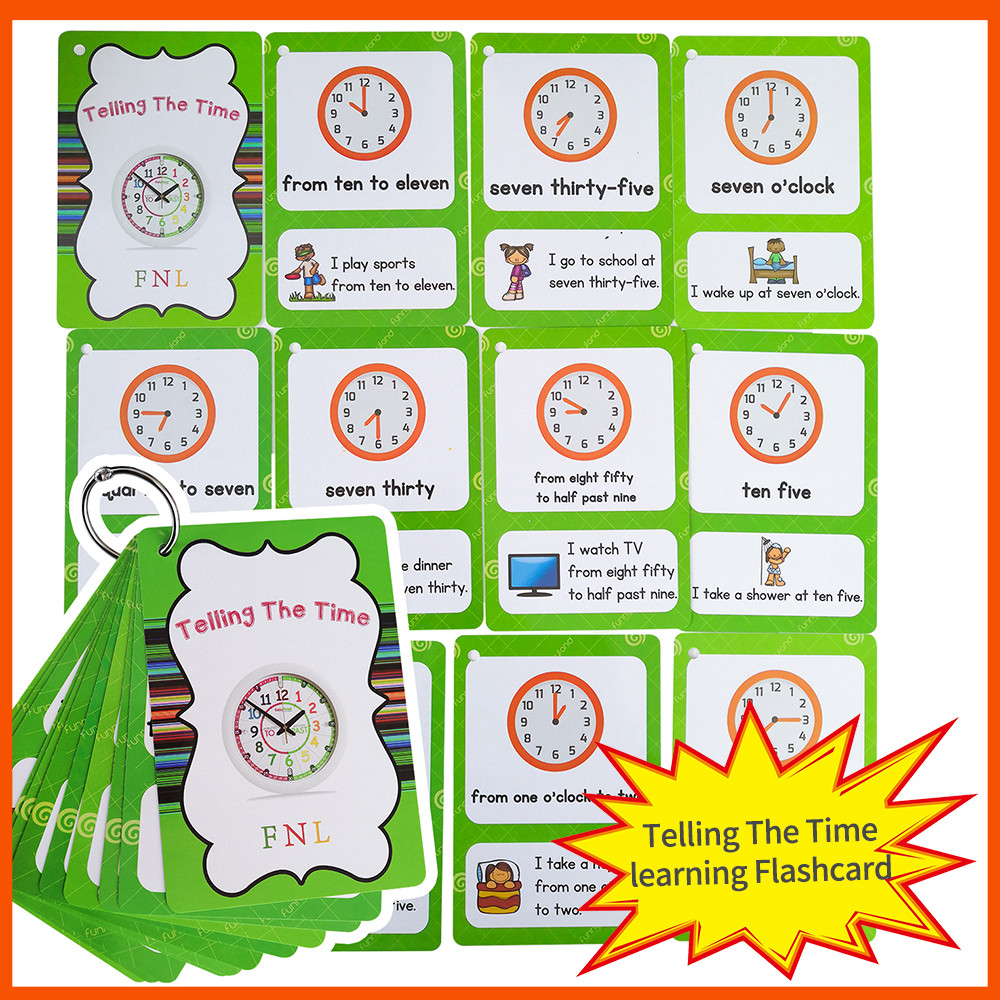10 Analog Clocks Telling Time Flashcards Educational Learning Toys ...