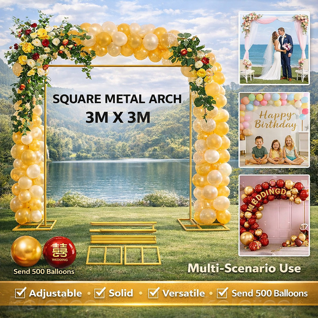 Square Metal Arch Backdrop 3m Wedding Rack For Wedding Party Birthday ...
