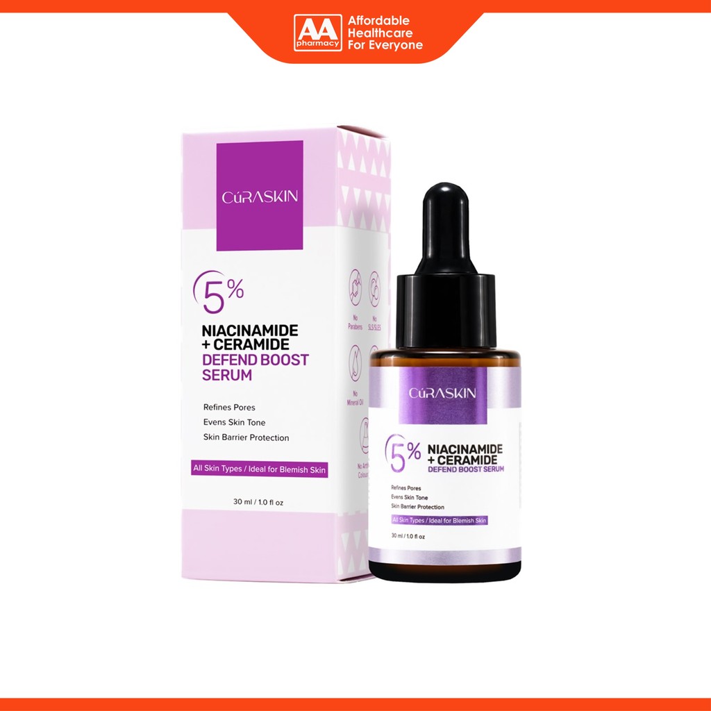 Curaskin 5% Niacinamide + Ceramide Defend Boost Serum 30mL | Shopee ...