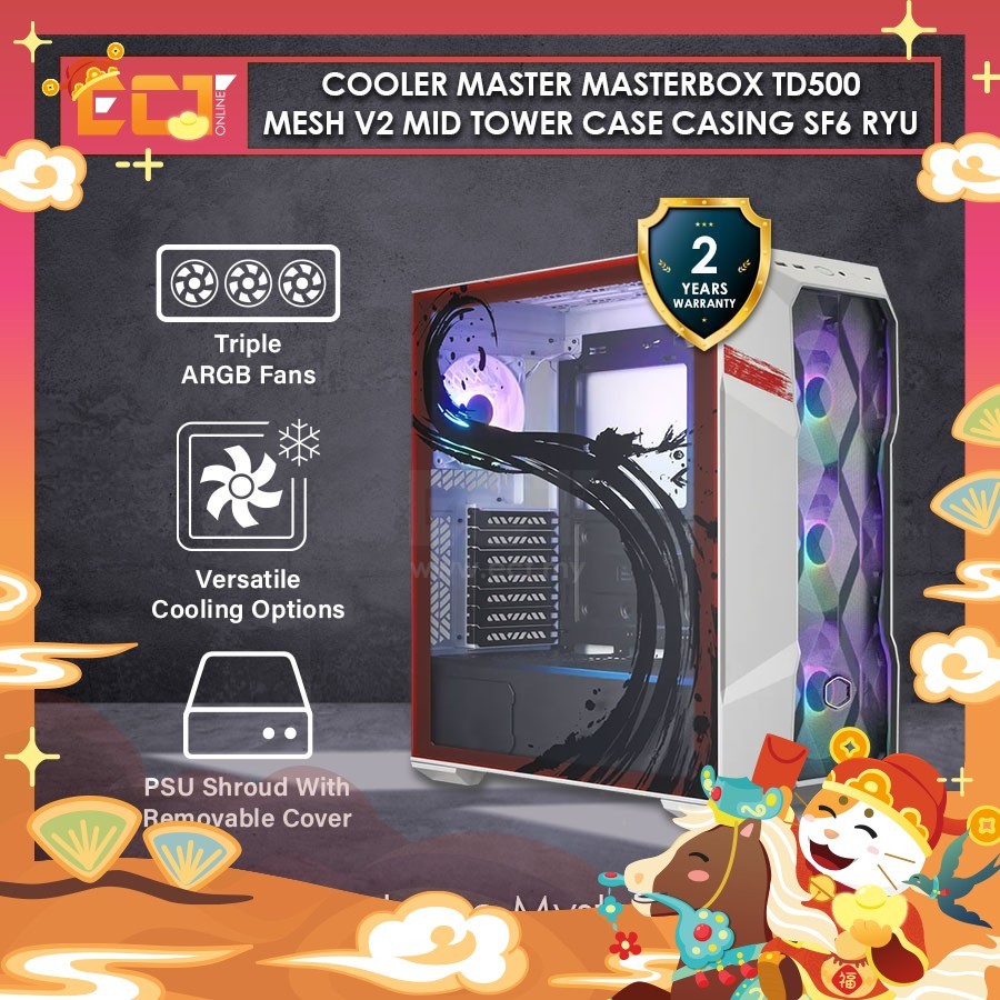 Cooler Master MasterBox TD500 Mesh V2 Mid Tower Case Casing SF6 Ryu 