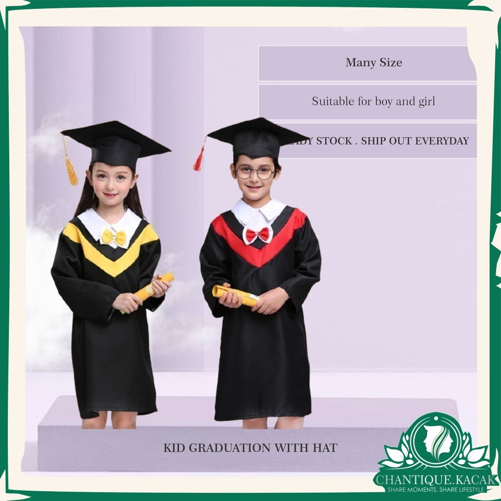 CK Graduation Uniform Polyester Elegant Festive Touch Graduation Dress Long  For Photography Pakaian budak Graduasi  | Shopee Malaysia