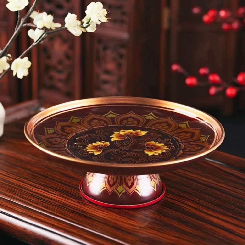 talam dulang tray Piring persembahan aloi bunga teratai tebal, pinggan ...
