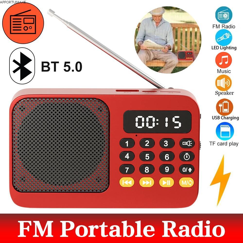 APPORTUNIAPY Portable Radio, Rechargeable Bluetooth-Compatible Music ...