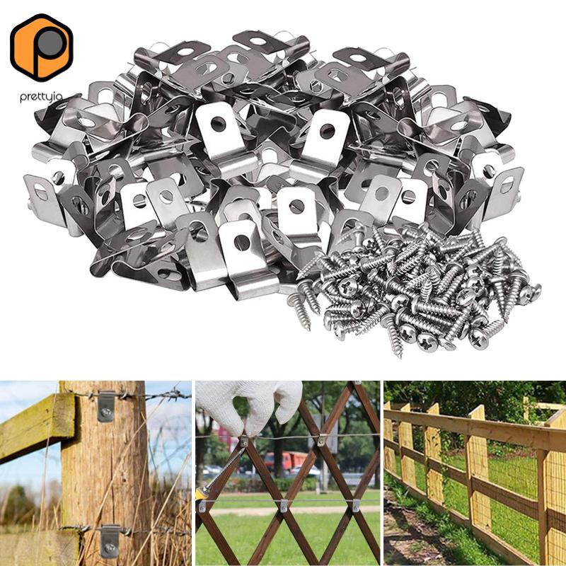 [prettyia] 100x Wire Fence Clips, Sturdy Aluminum with Screws ...