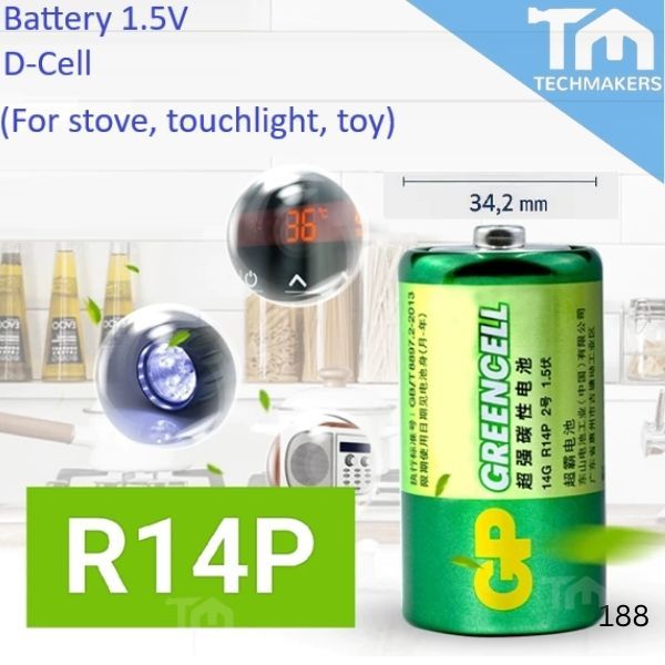 GP 1.5V BATTERY GREENCELL R14 EXTRA HEAVY DUTY BATTERIES