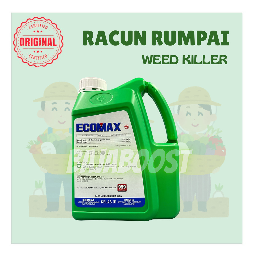 Ecomax Glyphosate 41% (4 Liter) Racun Rumput Rumpai Dan Lalang Organik ...