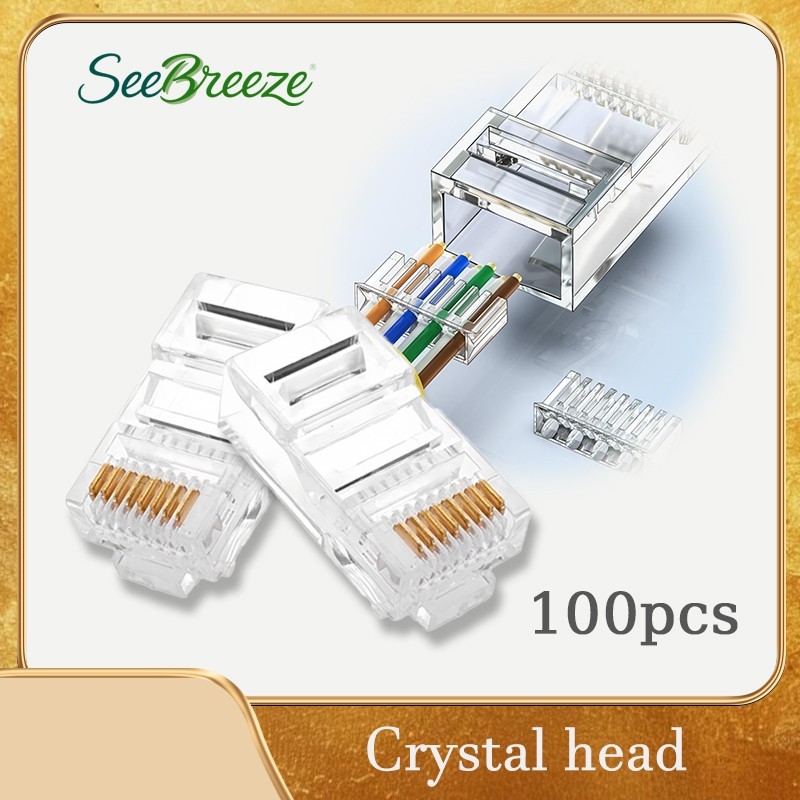 Crystal Head Modular Plug 100pcs CAT5e RJ45 Connector AMP Crystal ...