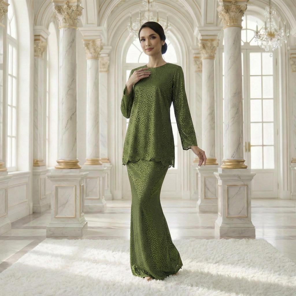 [Raya 2026] Kurung Mini Aryana Royal Satin Dot Embossed Style Fashion ...