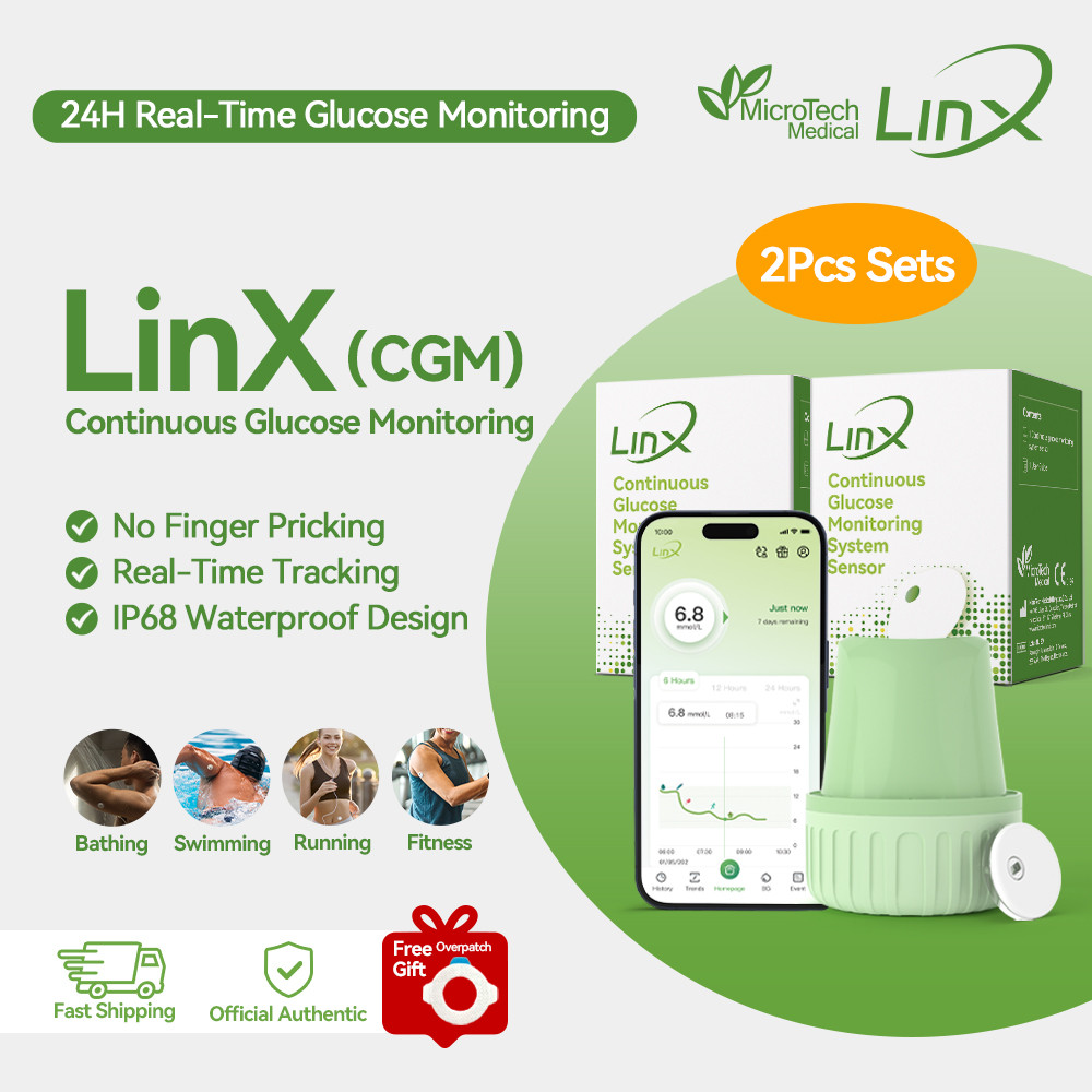 MicroTech LinX Continuous Glucose Monitor 2Sets Blood Sugar Test No ...