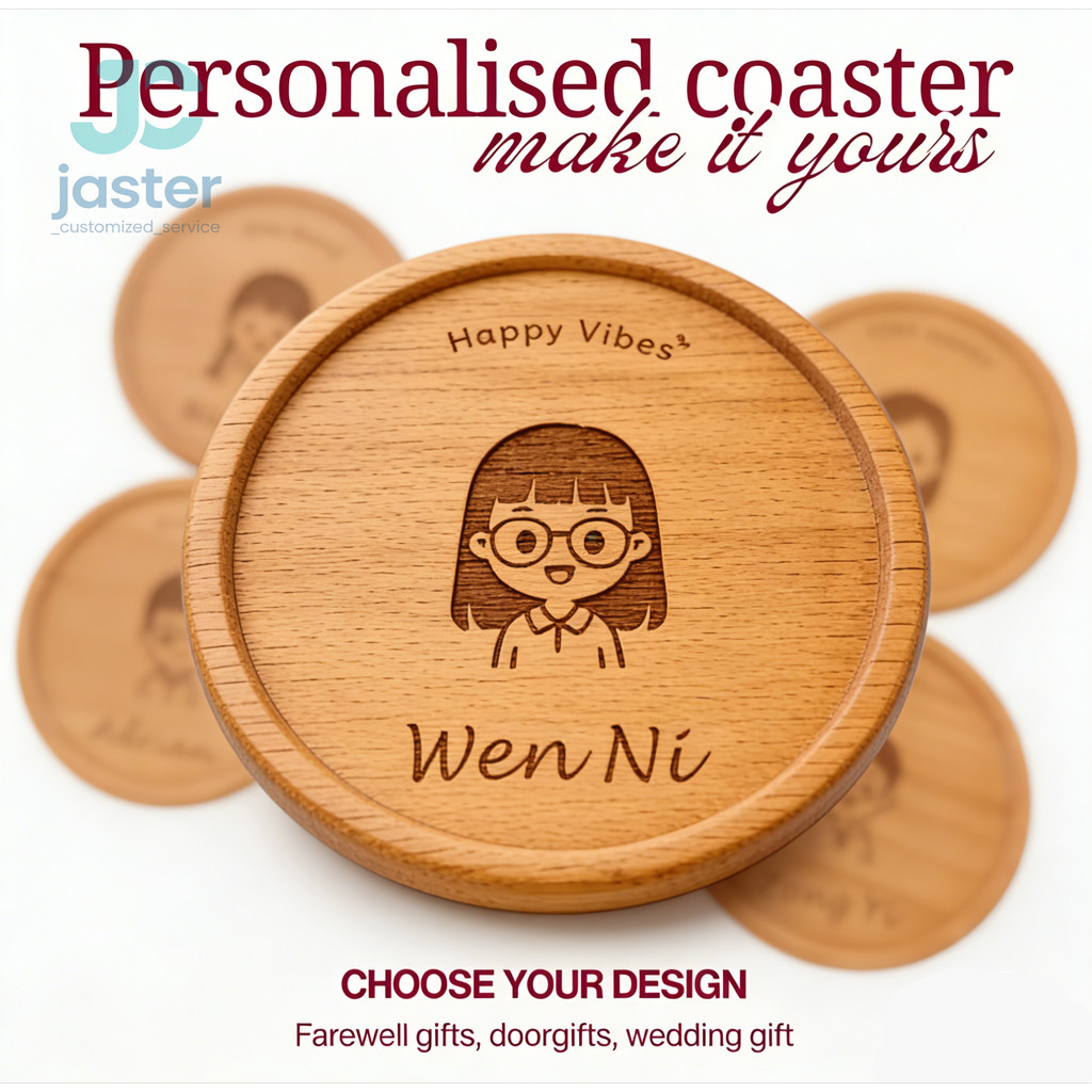 Personalised Wooden Coaster | Custom Name & Cartoon | Handmade Gift for ...