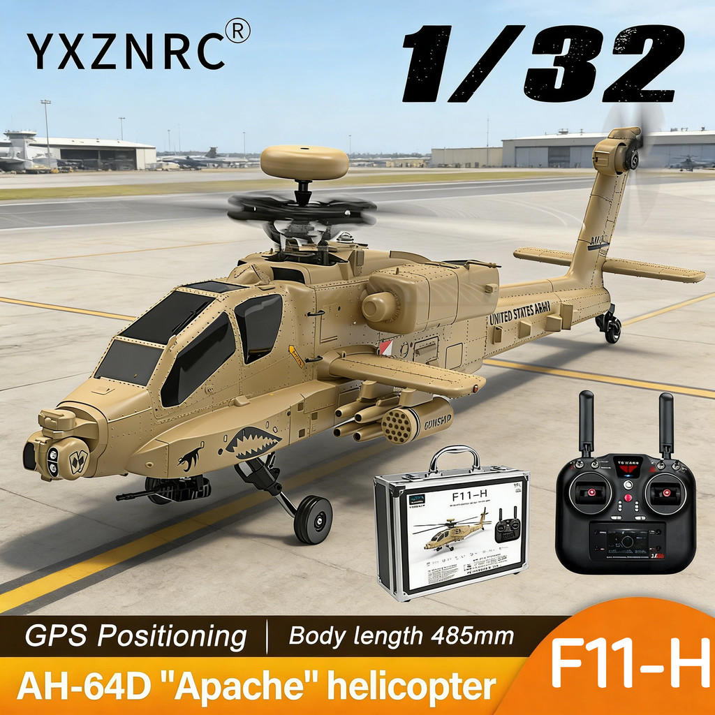 YXZNRC F11-H AH-64D Apache 1/32 Scale RC Helicopter with GPS & Optical ...
