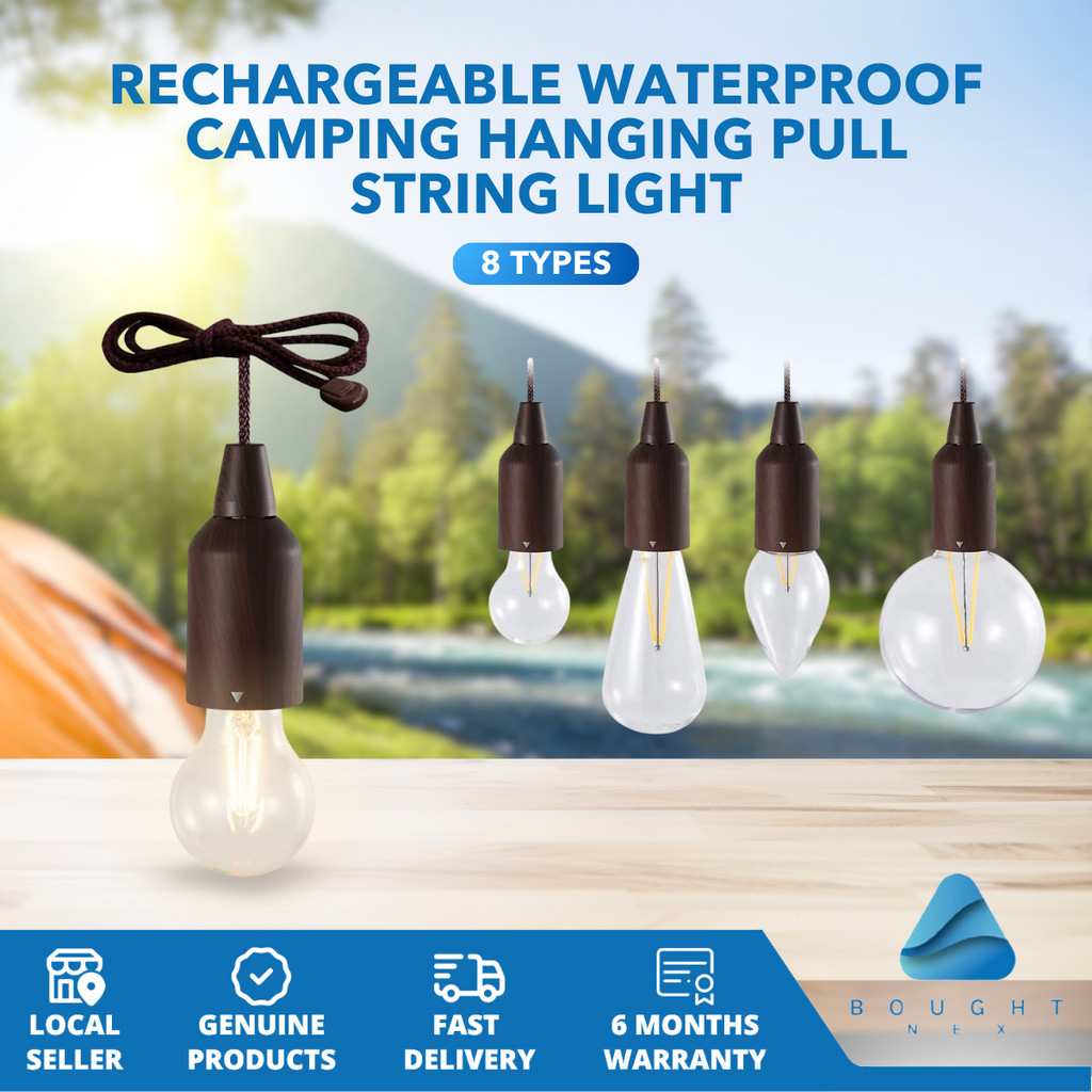 Rechargeable Waterproof Camping Hanging Pull String Light - Warm Light ...