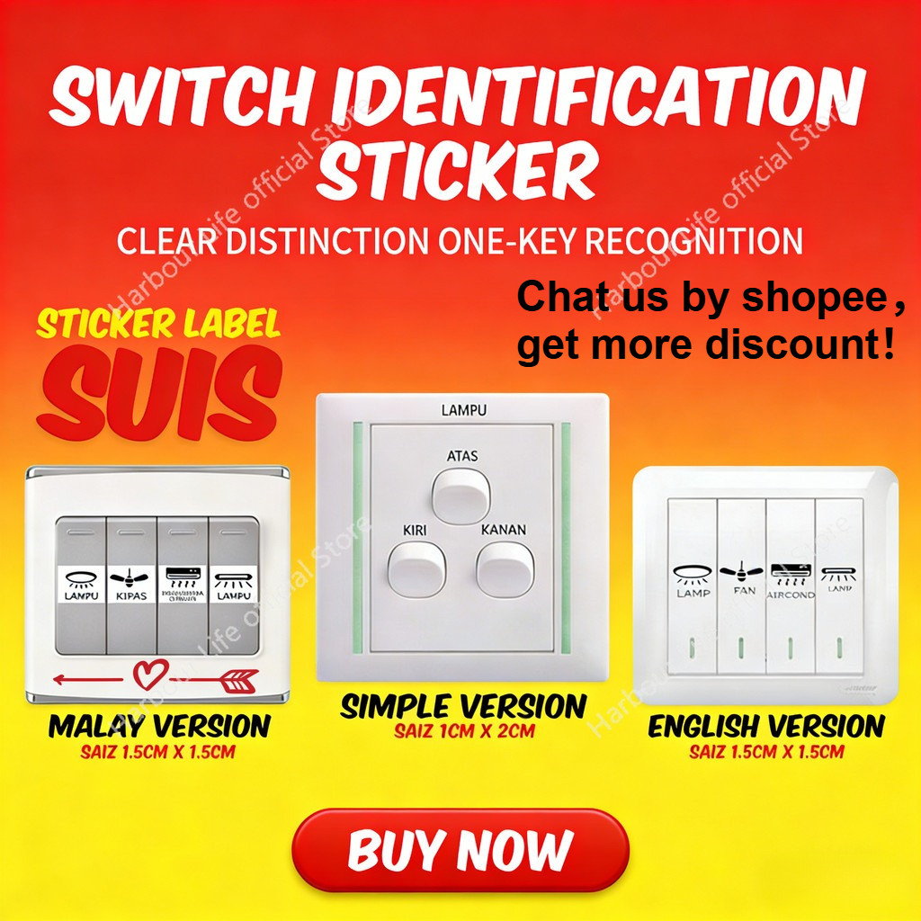 Sticker Label Barang Rumah Plug Stiker Home Decor Suis Dapur ...