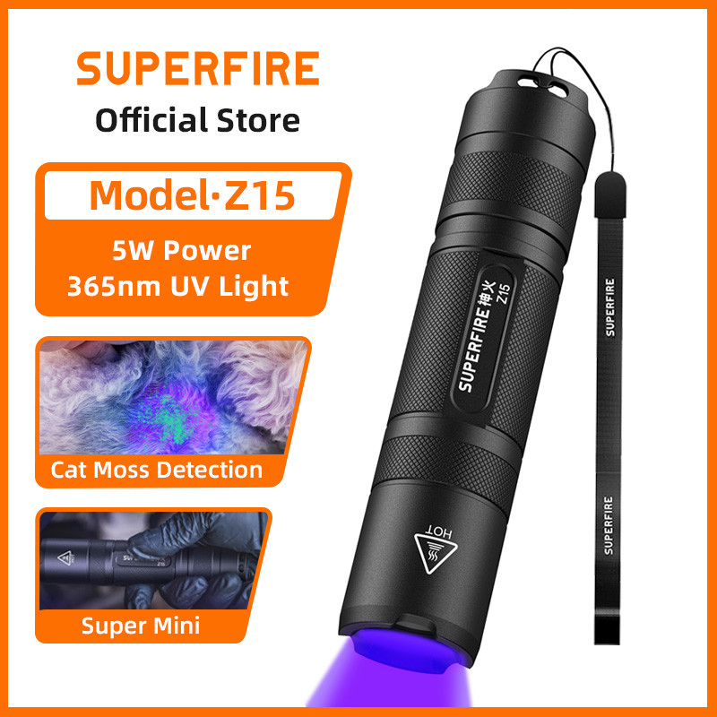 SUPERFIRE Z15 5W UV Flashlight 365nm EDC Torch Mini Lantern Ultra Pet ...