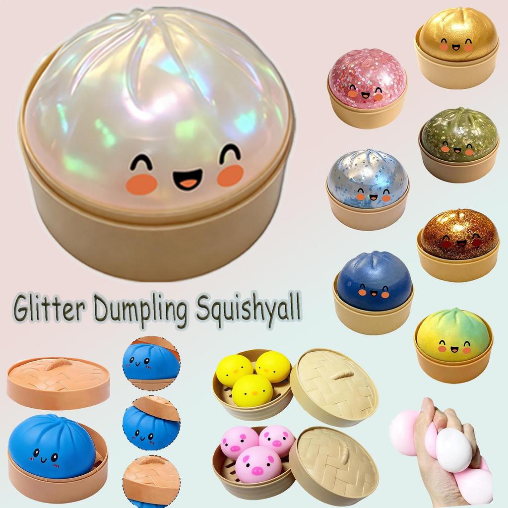 Glitter Dumpling Squishy Stress-Relieving Ball, Rare Pink Glitter ...