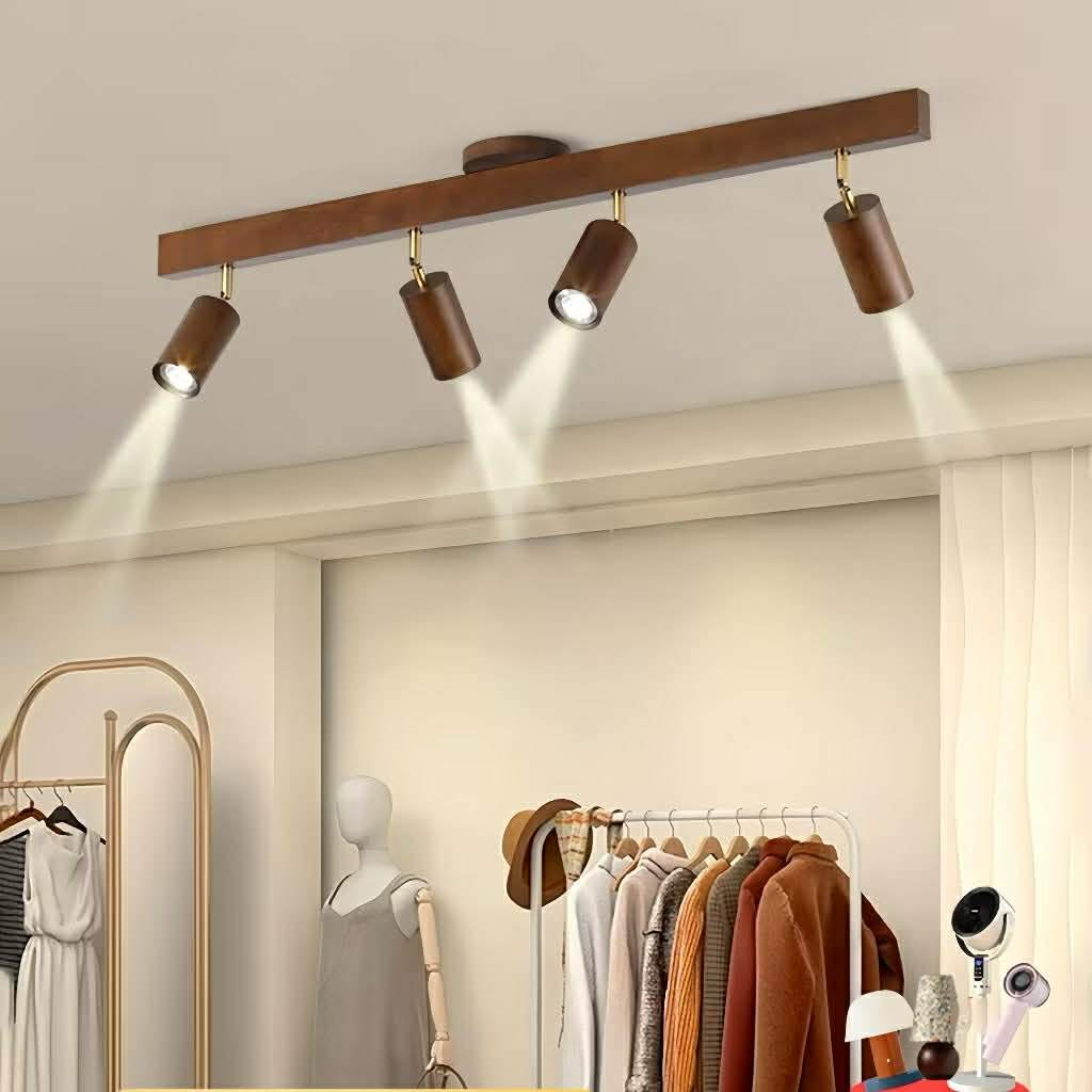 Walnut Wood Track Light Trek Lampu Kayu Lampu Trek Lampu Siling ...