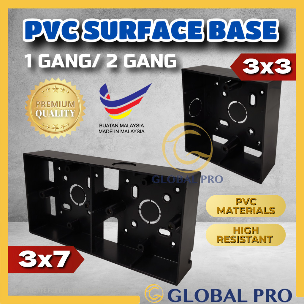 PVC Switch Mounting Box Surface Base 1 Gang 2 Gang 3x3 3x7 Black Wall ...