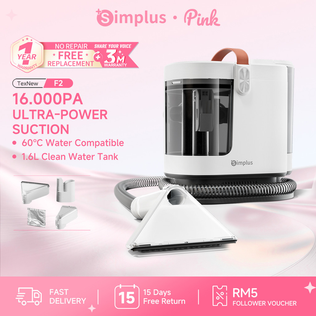 Simplus Pink Spot & Fabric Cleaner | 16,000Pa Suction | 60℃ Hot Water ...
