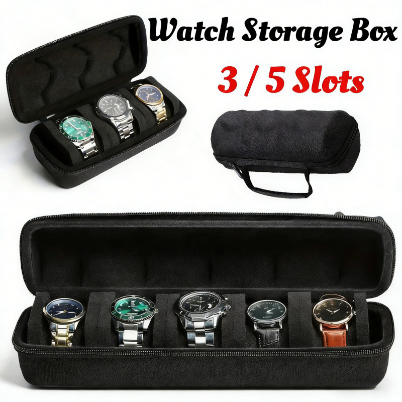 3/5 Slots Watch Travel Case Portable Waterproof Storage Box with Sponge ...