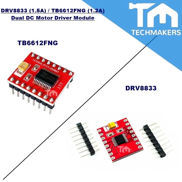 DRV8833 (1.5A) / TB6612FNG (1.2A) Dual DC Motor Driver 2-Channel H-Bridge PWM Control for Arduino ESP32 Raspberry Pi