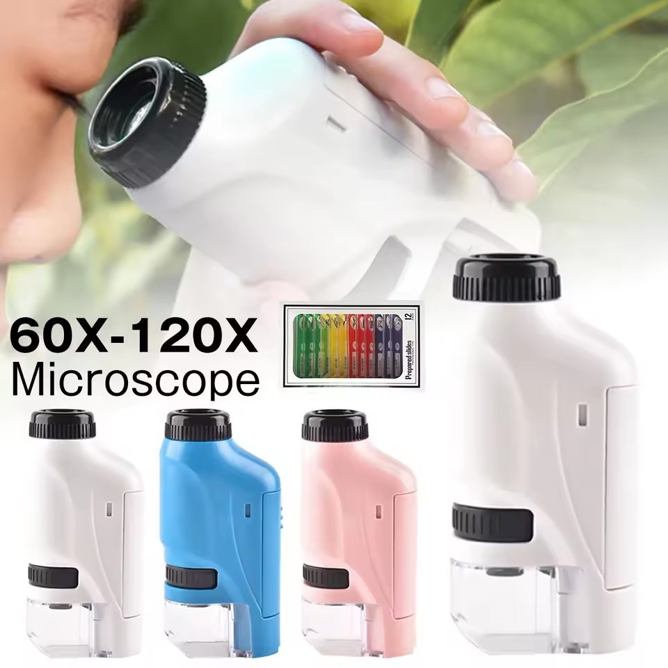 Handheld Pocket Microscope 60-120X Educational Science Microscope ...