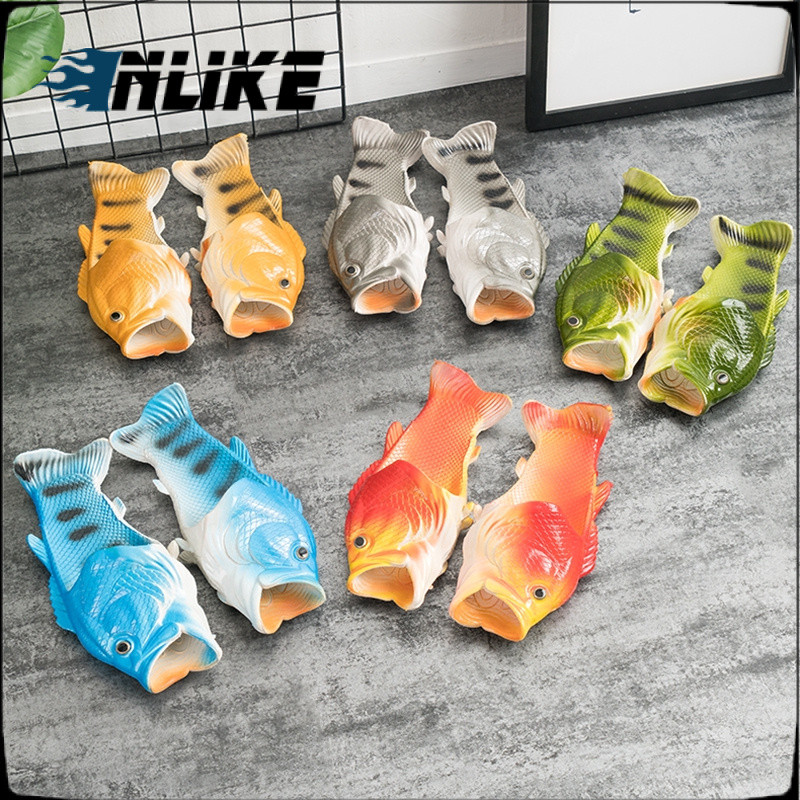 Fish-shaped Slippers 3D Fishes Sandals Beach Simulated Slippers Couple ...