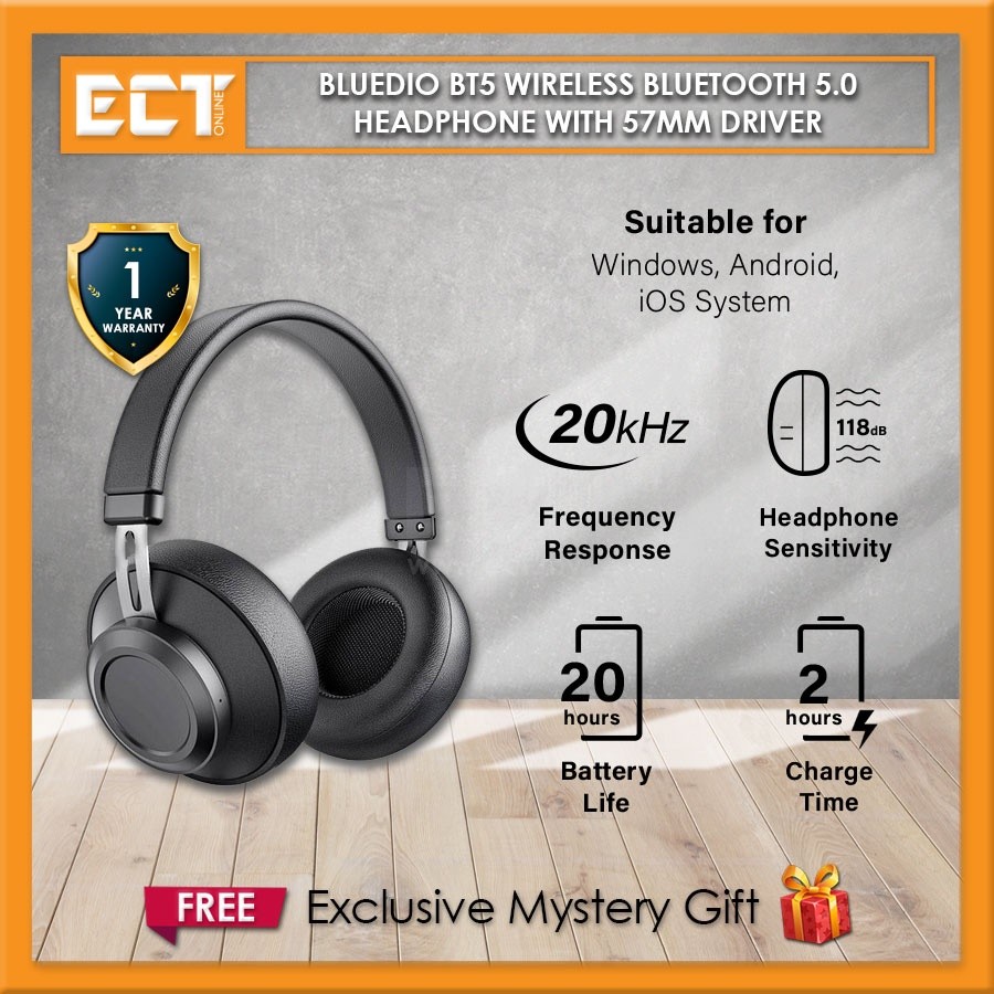 Bluedio BT5 Wireless Bluetooth 5.0 Headphone with 57MM Driver and 15-20 ...