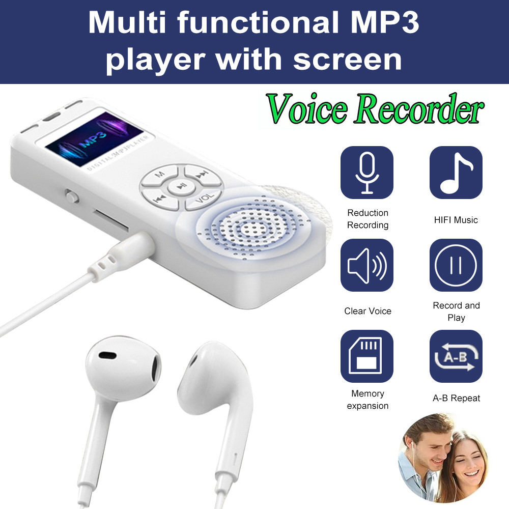 Voice Recorder MP3 Player LED Color Screen Mini Sound Audio Recorder ...