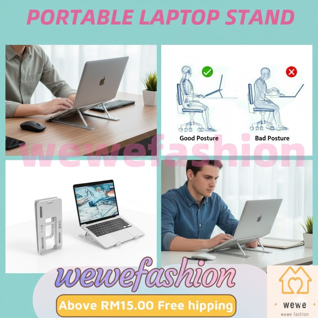 (READYSTOCK) Portable Laptop Stand Adjustable Foldable Laptop Holder ...