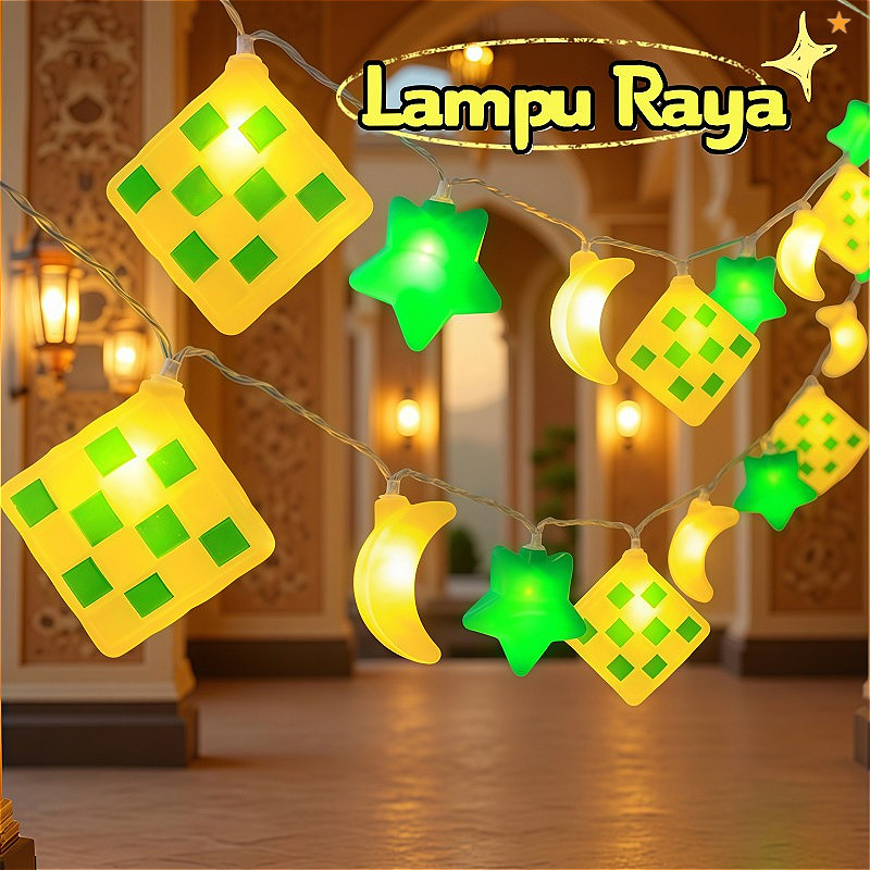 Lampu Raya Ketupat Star Moon String Light Fairy Lights Lampu Hari Raya ...