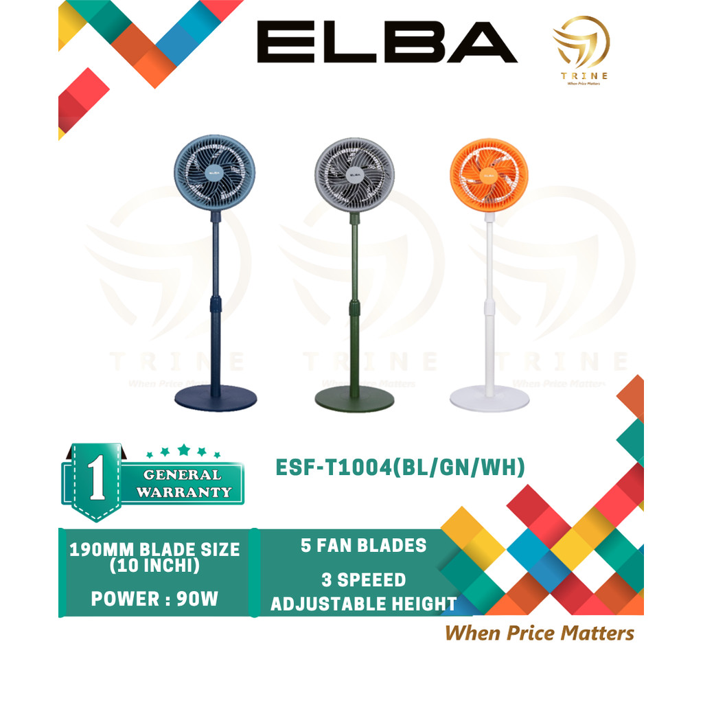 ELBA 10'' 5 BLADES STAND FAN | ESF-T1004(BL/GN/WH) | Shopee Malaysia