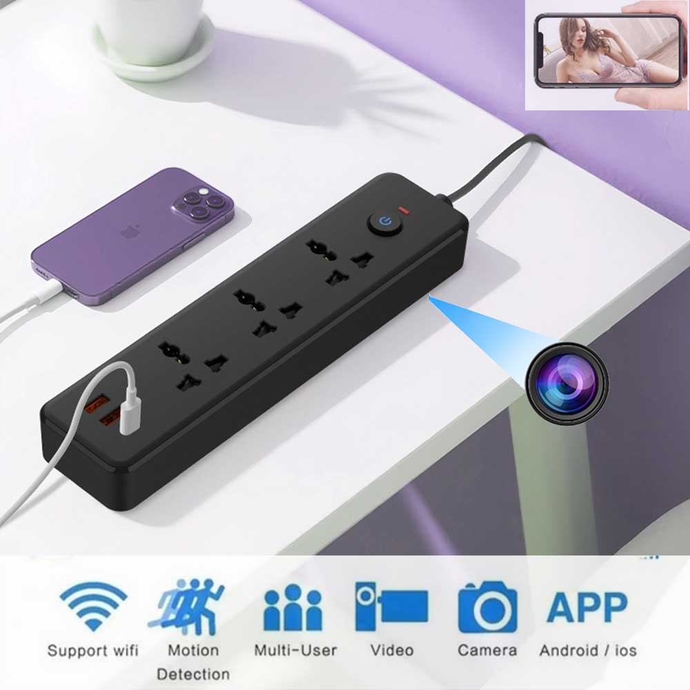 Universal Socket with WIFI Camera Hidden 1080P Audio Video Recorder Cam ...