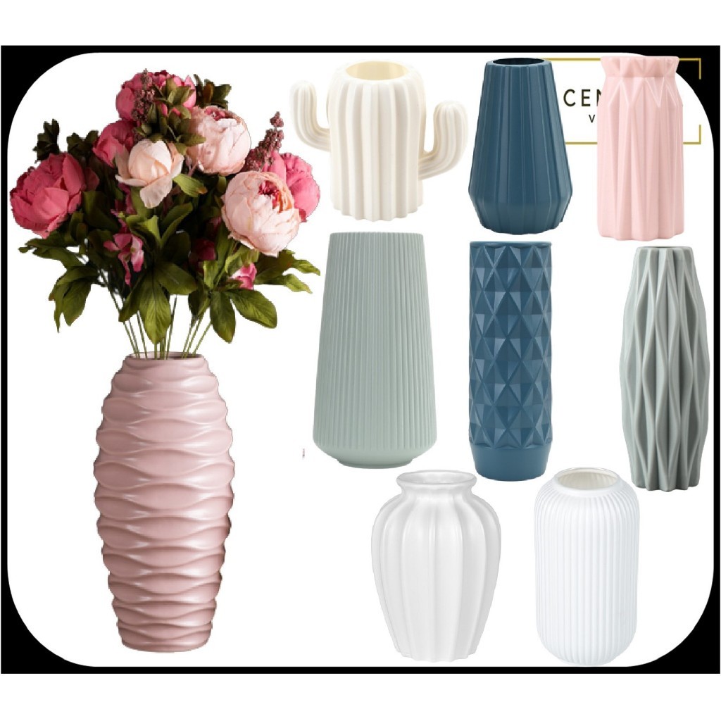 Pasu Plastic Hari Raya Nordic plastic Vase Home Flower Pot Deko Pasu ...