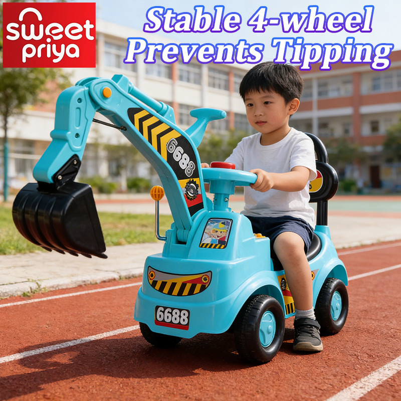 Kids Digger Push Car Excavator Ride On Children Digging Machine Truck ...