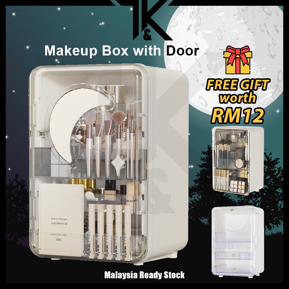 [LOCAL] Makeup Box with Door | Dustproof Cosmetic Organizer Storage Box ...