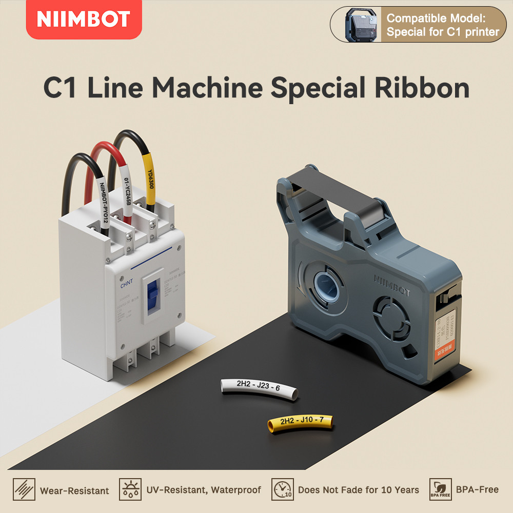 NIIMBOT C1 Resin Based Color Tape for PVC Sleeve Wire Numbering Machine ...