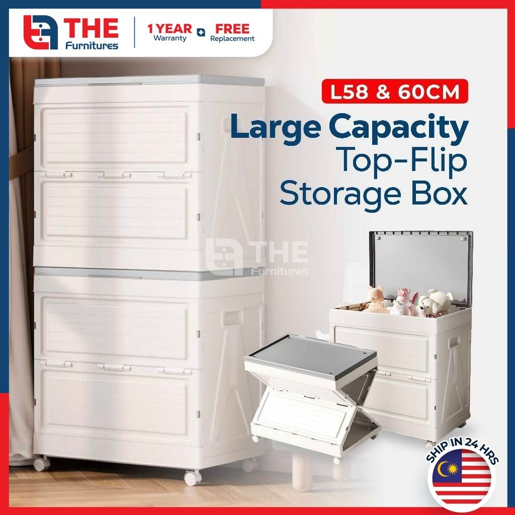 THE L58/60cm Multifunctional Storage Box Foldable Storage Cabinet ...