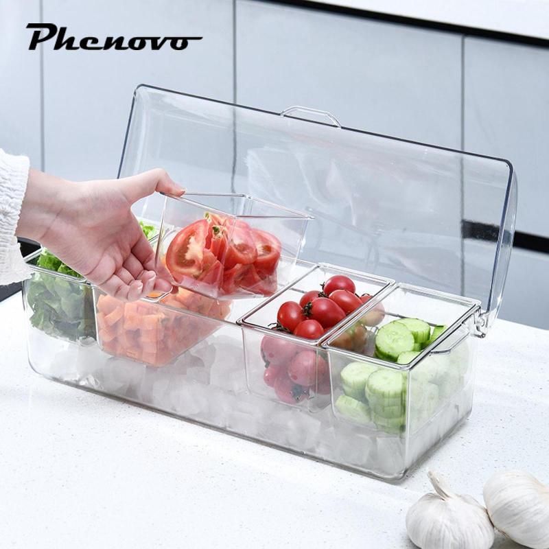[Phenovo] Chilled Condiment Server Caddy Appetizer Serving Tray Garnish ...