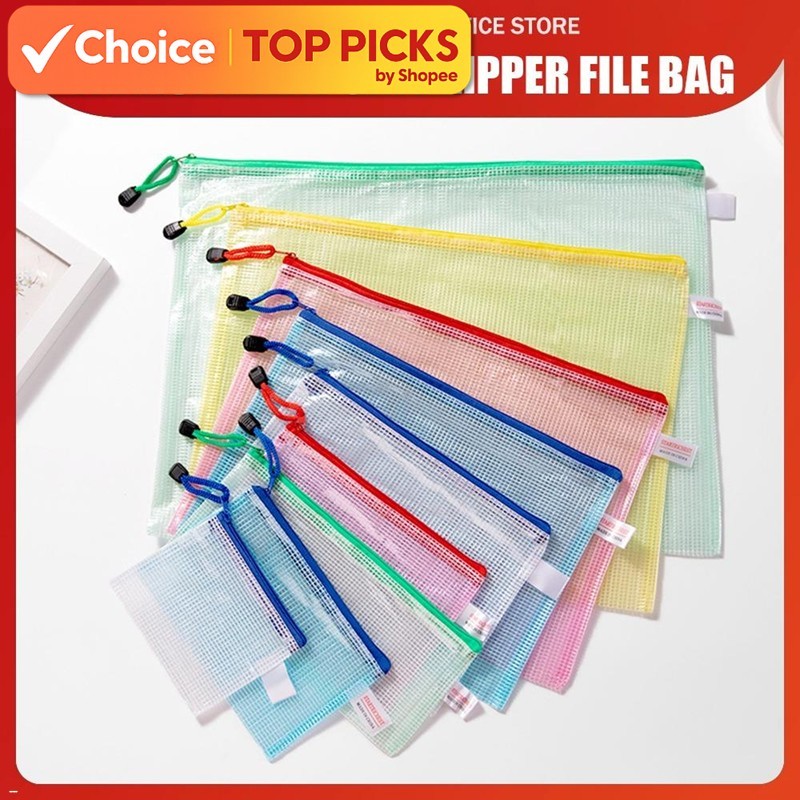 Mesh Zipper File Organizer – PVC Waterproof Zipper Pouch A4 (1Pc ...