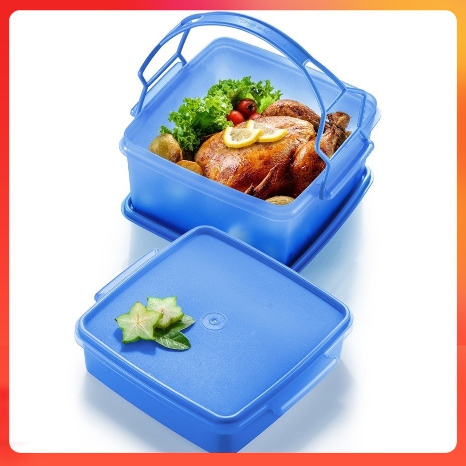 Tupperware Jumbo Goody Box with Cariolier Blue Double Deep Bekas Lunch ...