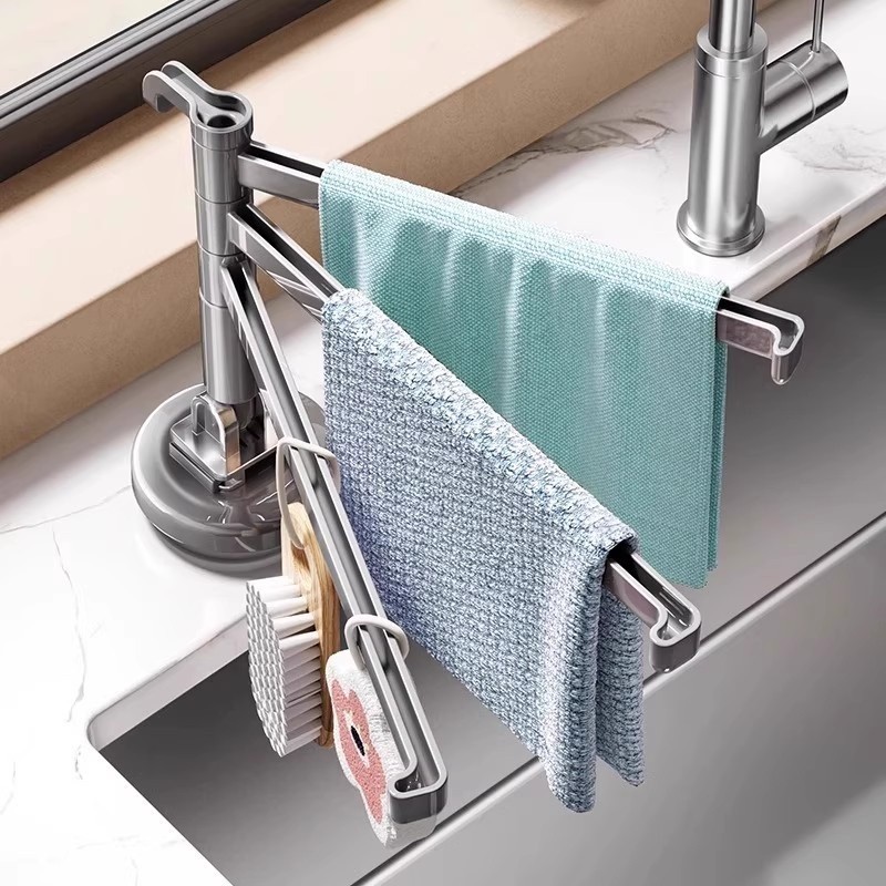 Suction Cup Kitchen Rag Rack Shelf Dishwashing Sink Window Sill Multi ...