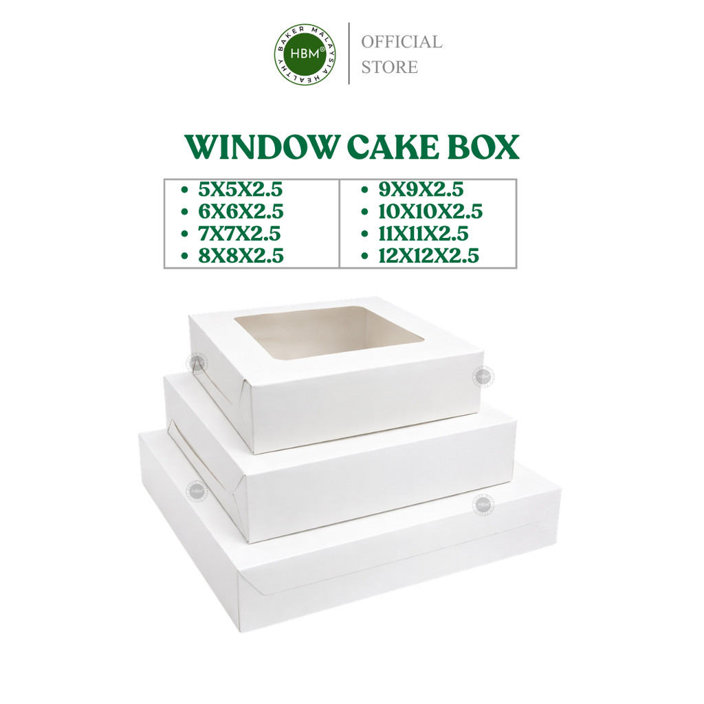 CAKE BOX 1PCS / WHITE WINDOW CAKE BOX / TALAM BOX / FOLDING BOX WITH ...