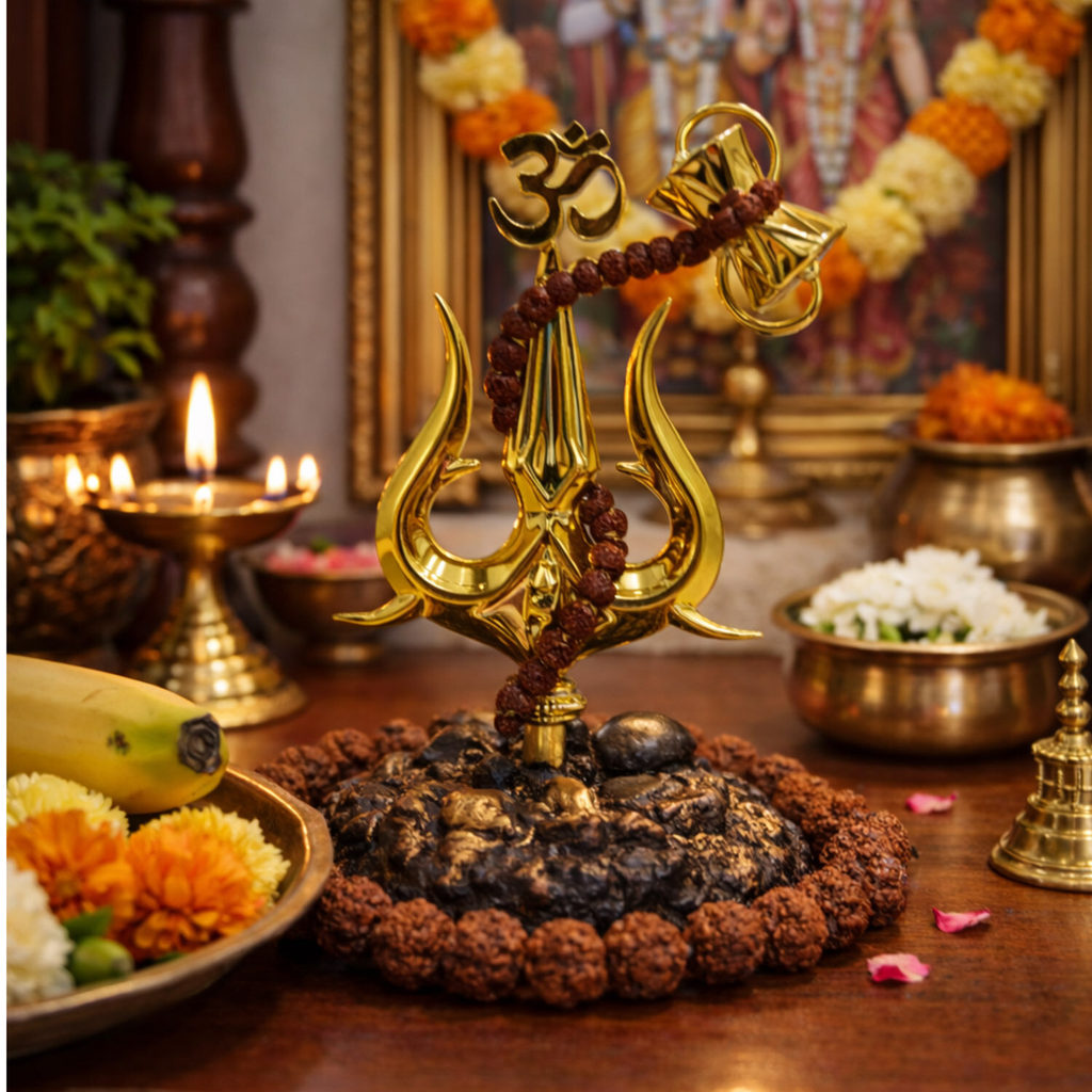 Shiva Trishul with Damru Statue By Resin for Pooja Gift Showpiece Vastu ...