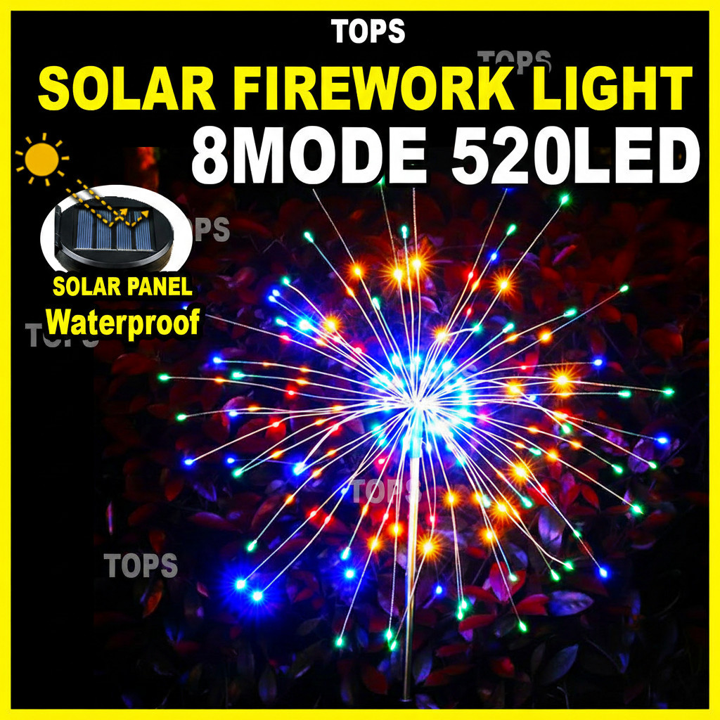 [520 LED] Lampu Raya Solar Firework Light Outdoor Waterproof Lampu ...